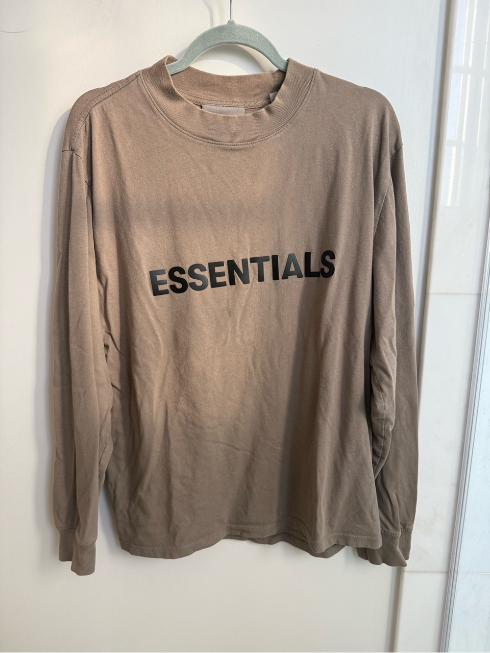 Fear of God ESSENTIALS Taupe Long Sleeve Logo Tee | Size S | 3D Logo